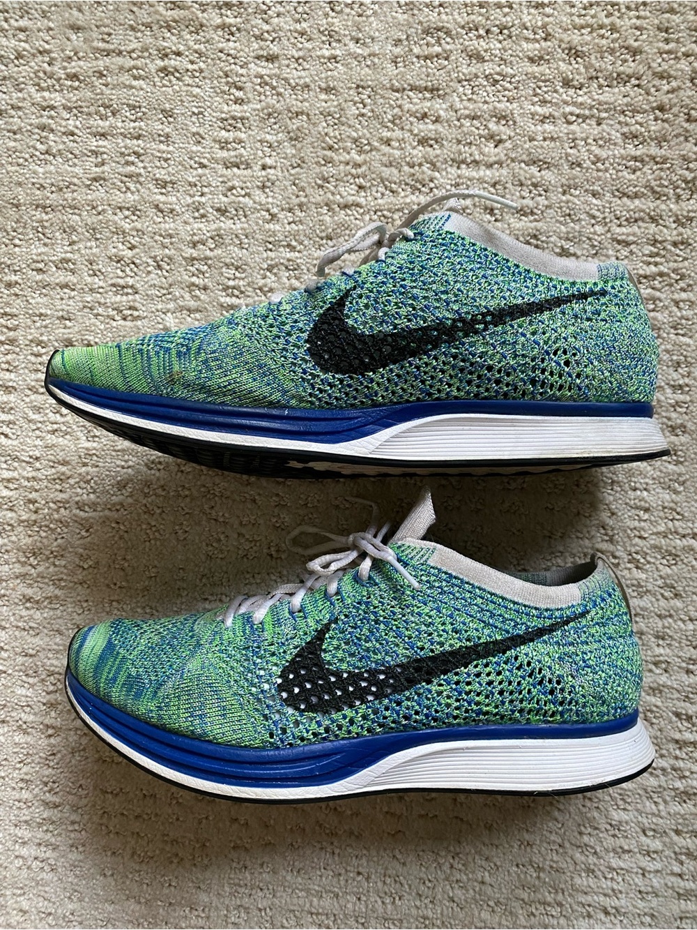 Nike Flyknit Racer - Green/Blue Knit - Picture 4 of 7